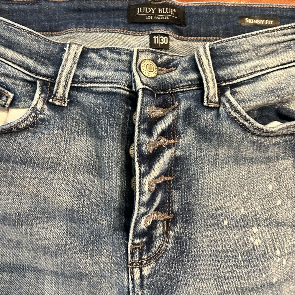 Judy Blue Distressed Skinny Jeans High Rise Stretch Frayed Hem-Women’s - Picture 3 of 11